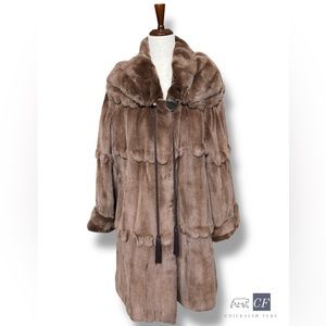 14-18 Sheared Lunaraine Mink Fur Swing Coat Mid Length NEW